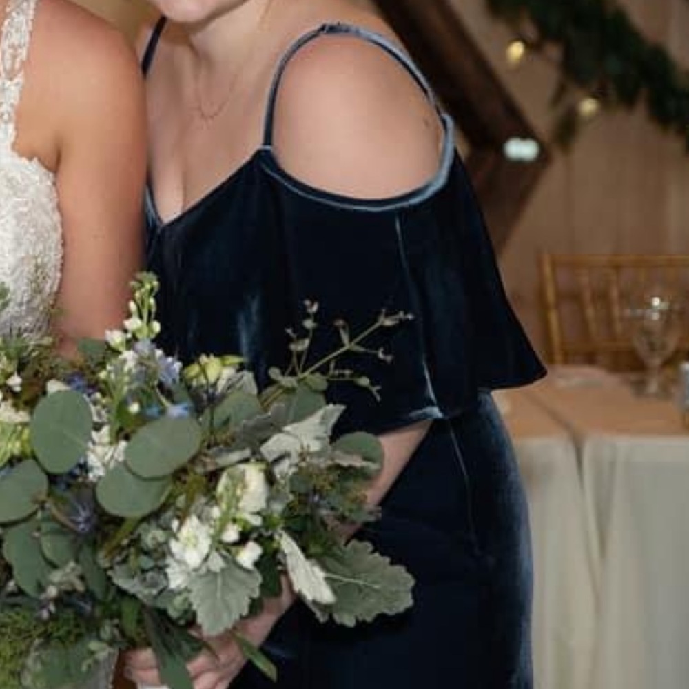 Relvery Blue Velvet Midi Bridesmaid, Homecoming or Prom Dress. $50 or offer